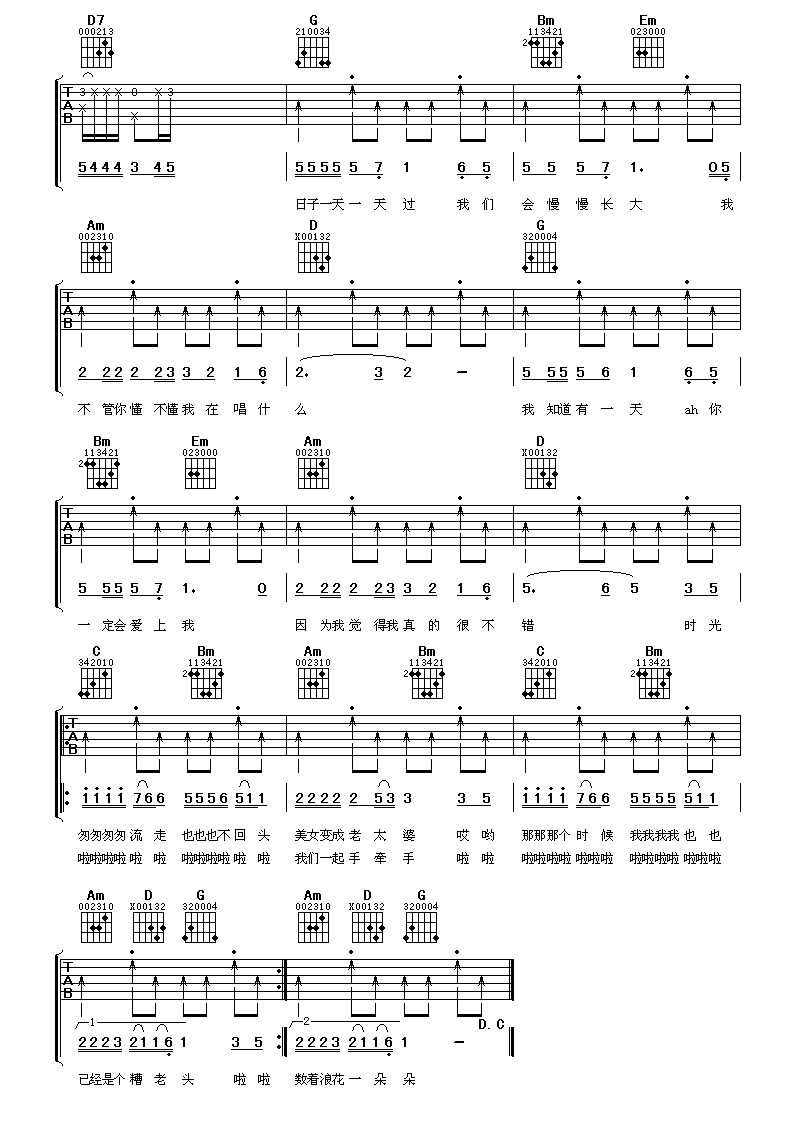 浪花一朵朵吉他谱_吉他弹唱谱_任贤齐阿牛光良_阿潘音乐工场编配第2张